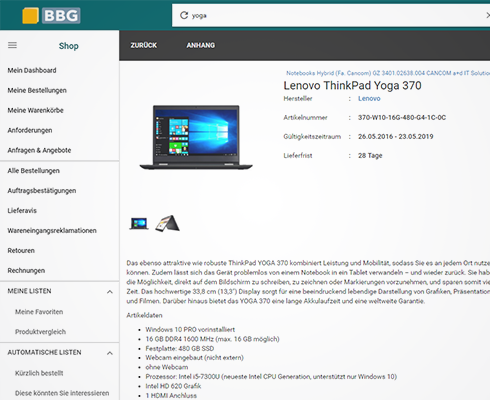 Screenshot BBG e-Shop